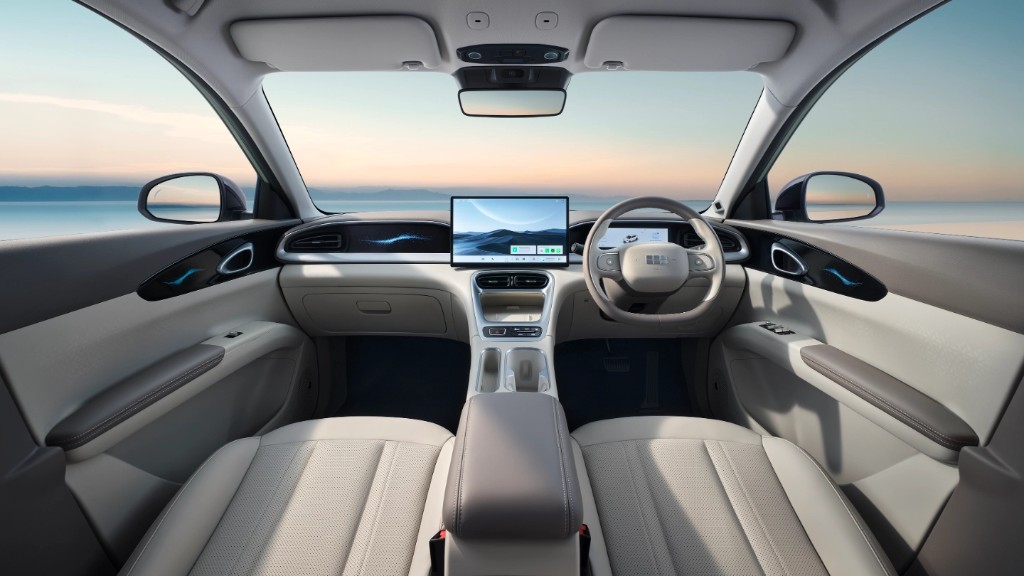 Geely EX2 cabin and infotainment from the front seats